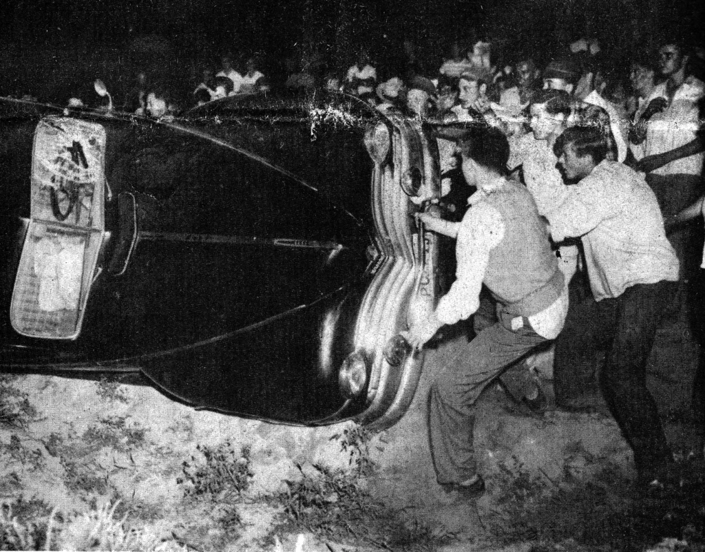 People overturning a car during the Peekskill Riots