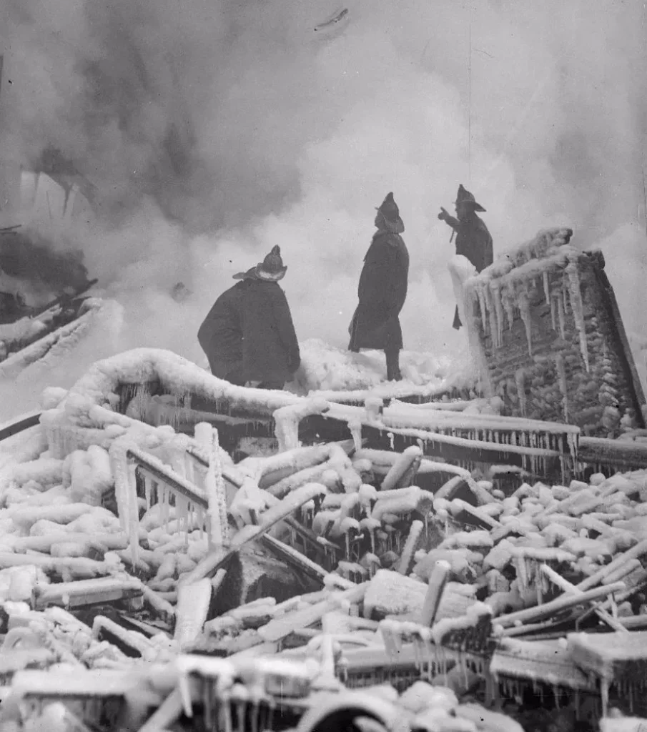 A photo taken in 1928, of the aftermath of the fire in Fall River